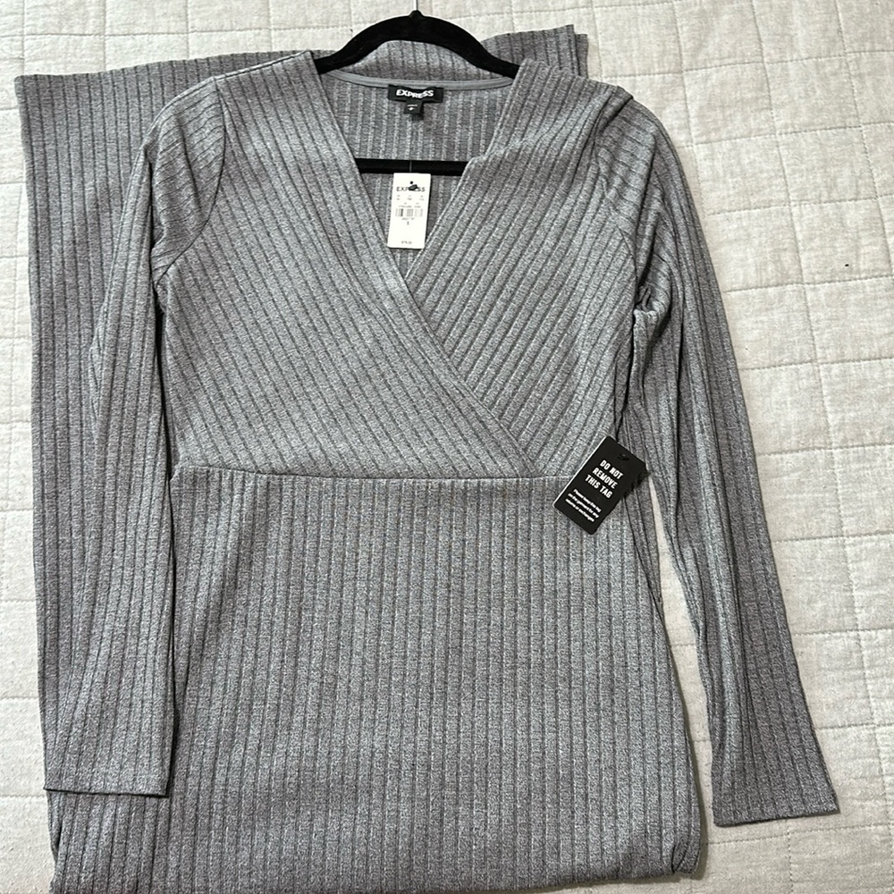 Ribbed grey maxi dress